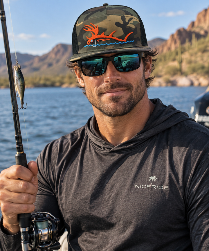 “Buck-Eye Surface” 7-Panel Snapback Hat – Outdoor Hunting &amp; Fishing Cap