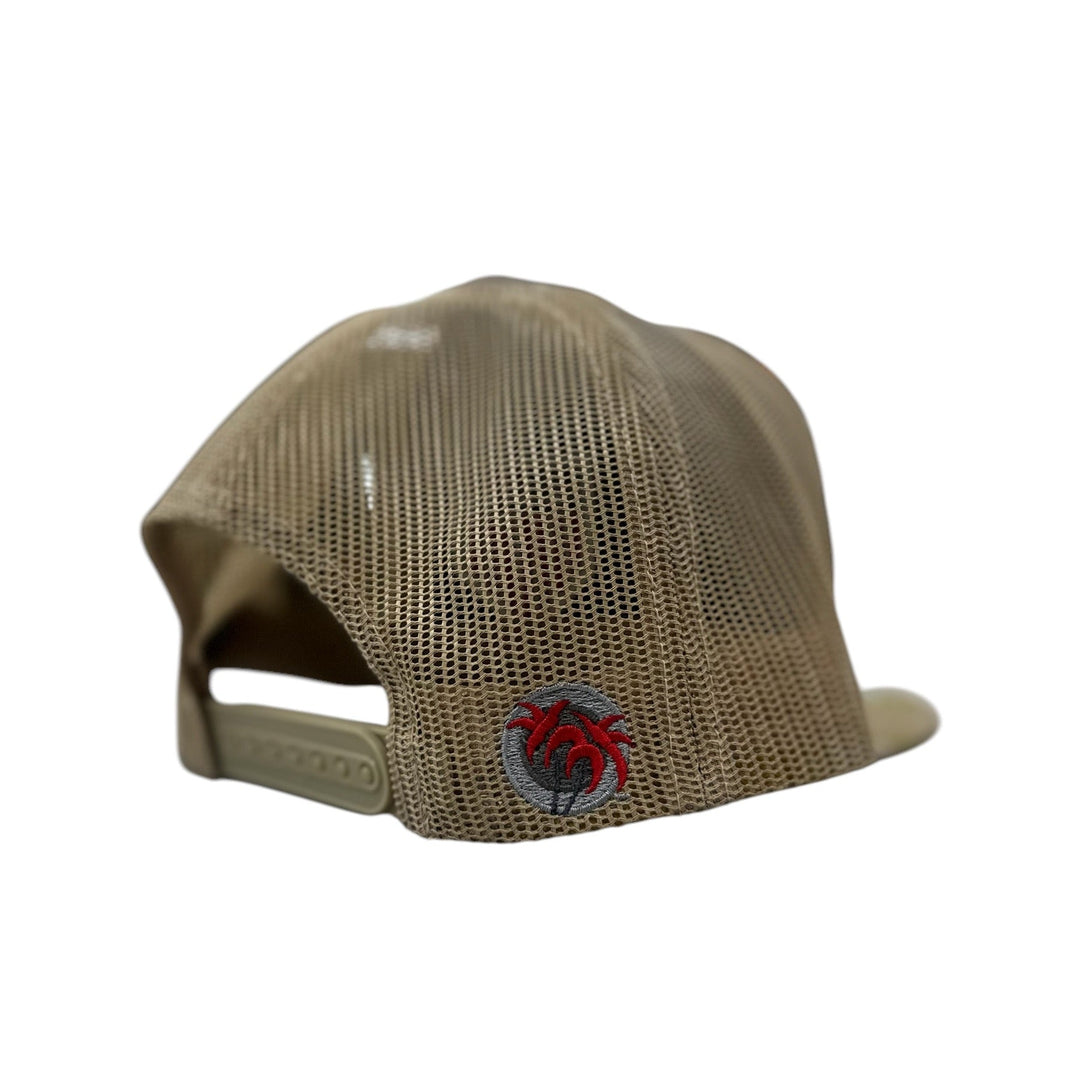 Rear view of NICERIDE adjustable trucker hat featuring a breathable mesh back and embroidered logo.