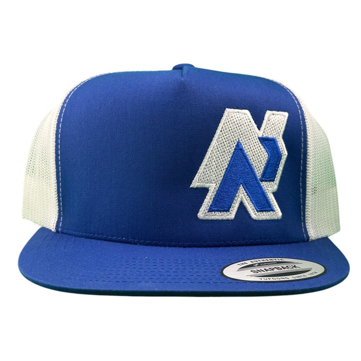 NICERIDE "Artic" Unisex Trucker Hat in blue with mesh panels and adjustable snapback closure