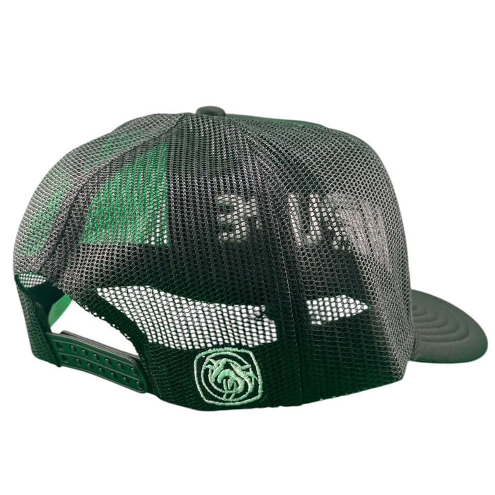 Back view of the NICERIDE ‘PGA’ Foam Trucker Hat showing its mesh design and adjustable strap.