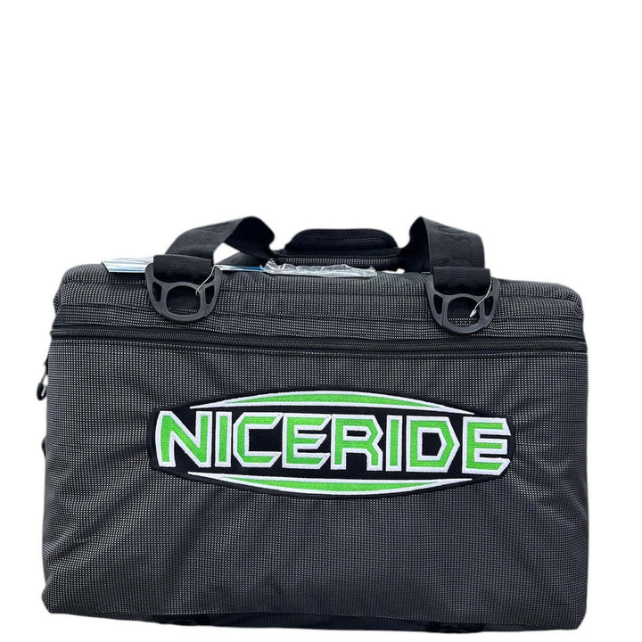 NICERIDE Saturn Black Soft-Sided AO Cooler with embroidered logo, designed for rugged outings and maximum ice retention.