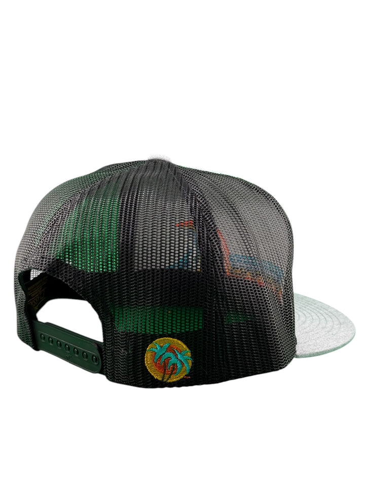 Back view of Tasty Waves trucker hat showcasing the design and snapback closure.