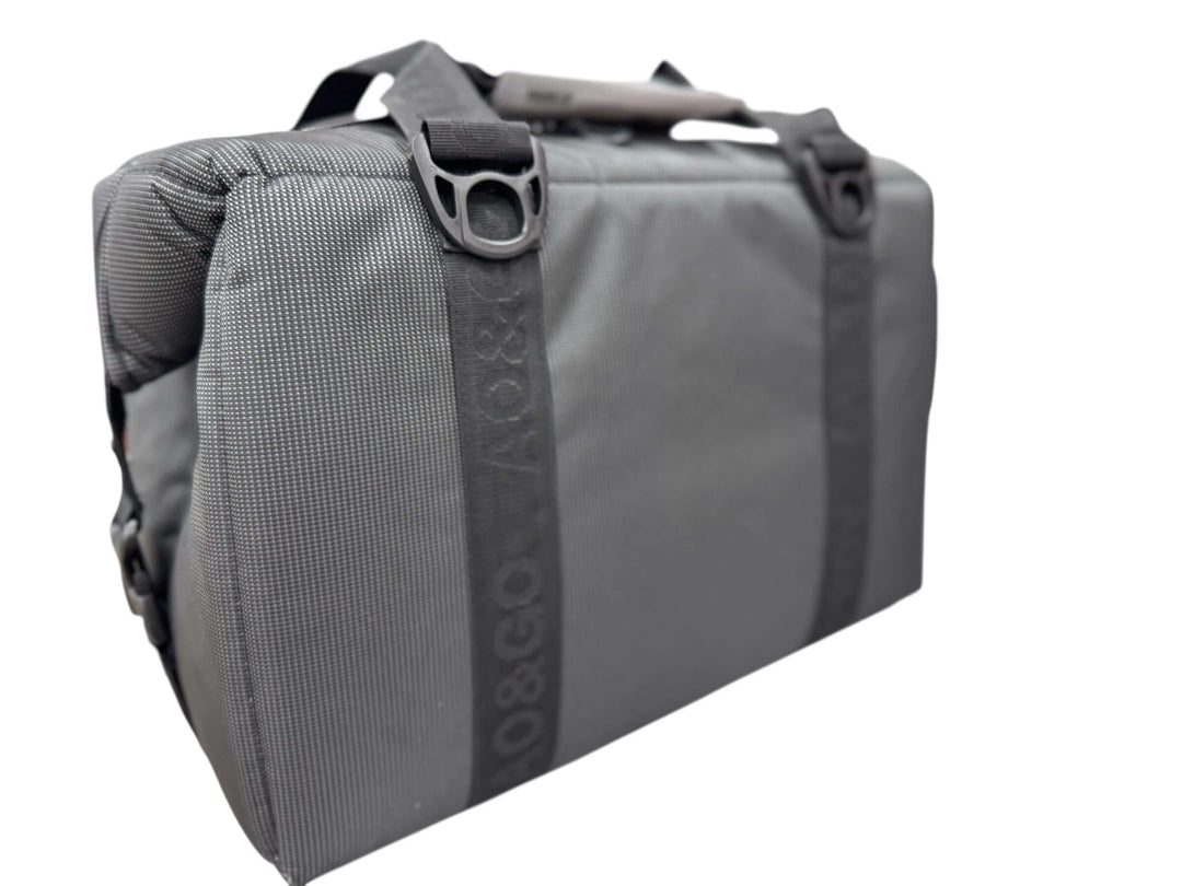 NICERIDE Glacier black vinyl soft-sided cooler with embroidered logo, designed for 36-can capacity.