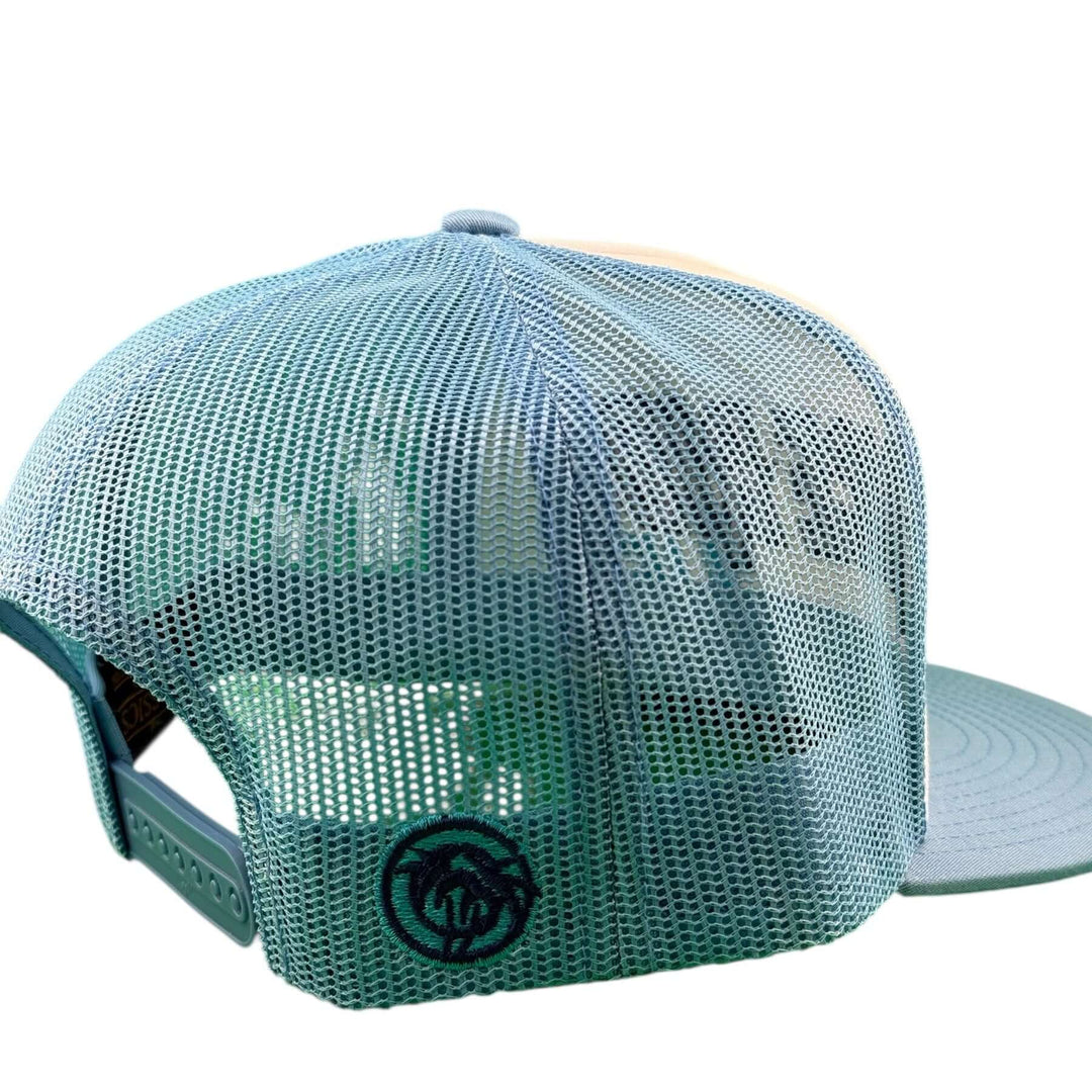 Back view of NICERIDE Kidney Stone unisex adjustable trucker hat showcasing mesh design and logo.