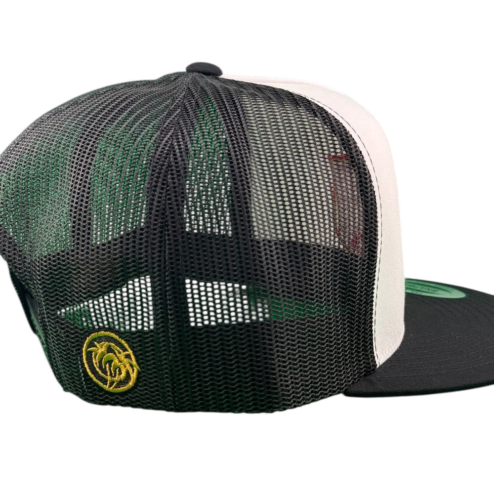Back view of the NICERIDE 'Dallas' unisex adjustable trucker hat, featuring mesh panels and embroidered logo.