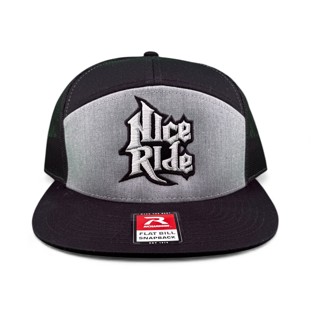 NICERIDE 'My Hero' 7 Panel Trucker Hat showcasing premium Richardson design, perfect fit for outdoor style.