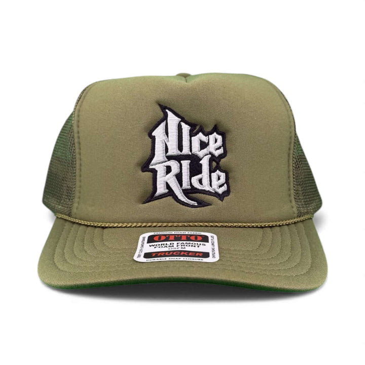 My Hero Otto Foam Trucker Hat featuring bold Nice Ride embroidery on structured front panel.