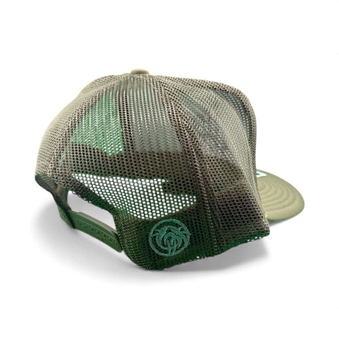 Back view of NICERIDE "My Hero" Otto Foam Unisex Adjustable Trucker Hat showcasing the mesh design.