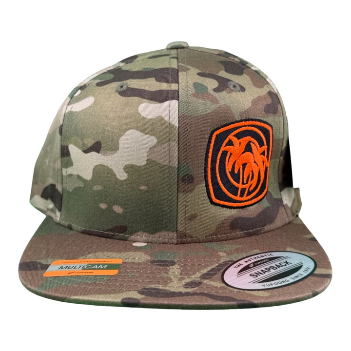 MOE DOE 6089 Unisex Adjustable Multicam Trucker Hat featuring embroidered logo and camo design.