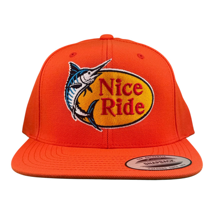 NICERIDE Top Water 6089 adjustable snapback trucker hat in orange with embroidered logo, perfect for water adventures.