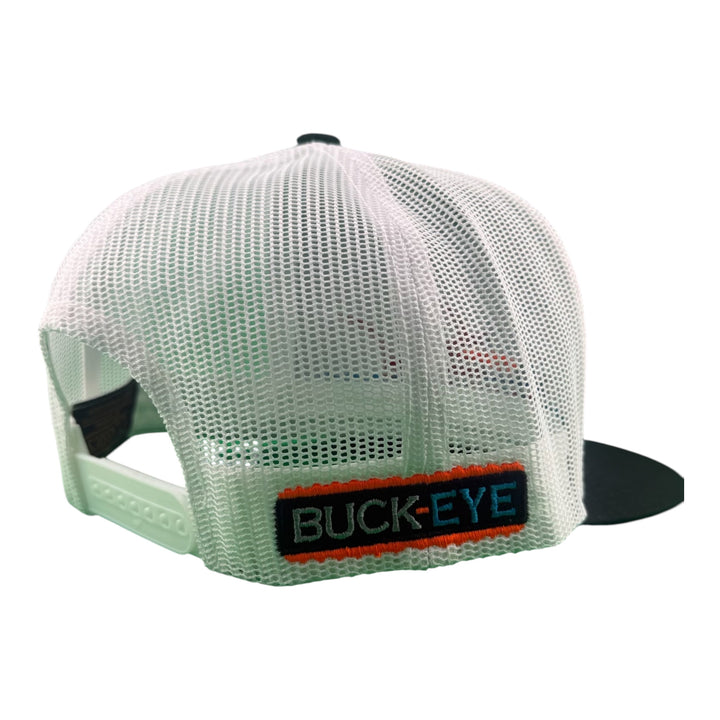 Back view of NICERIDE Buck-Eye Surface Glory 6006 Unisex Trucker Hat, showing mesh design and snapback closure.