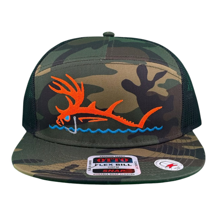 “Buck-Eye Surface” 7-Panel Snapback Hat – Outdoor Hunting &amp; Fishing Cap