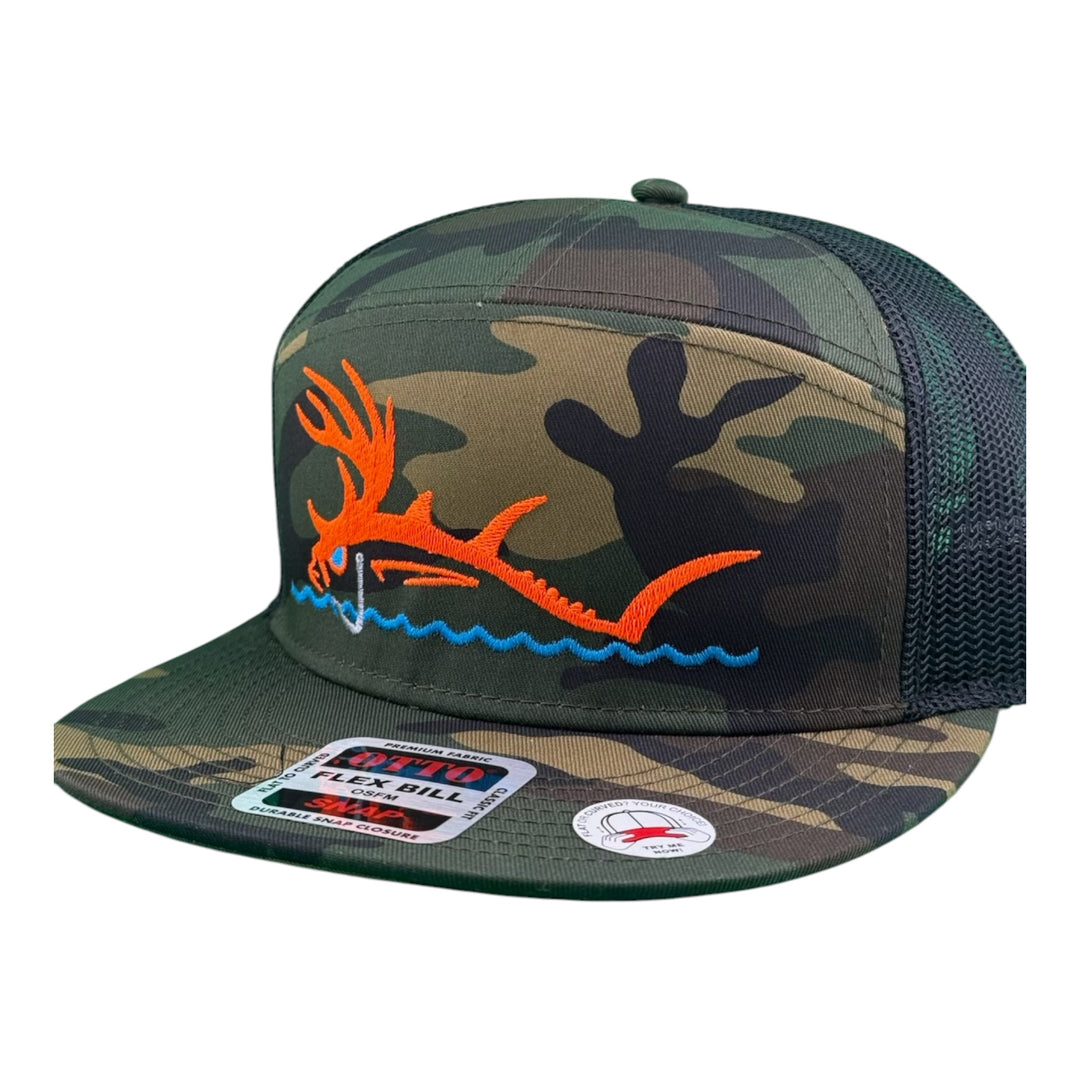 “Buck-Eye Surface” 7-Panel Snapback Hat – Outdoor Hunting &amp; Fishing Cap