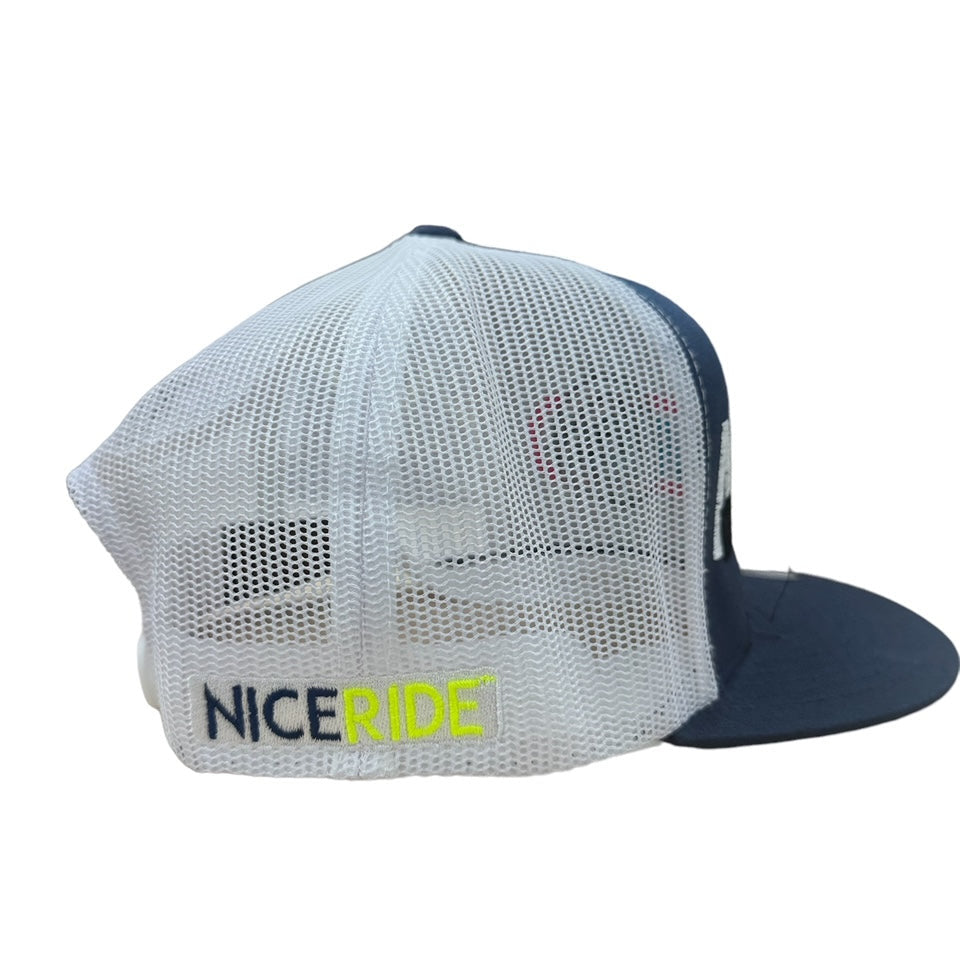 Back view of the NICERIDE "Tall Tails" snapback trucker hat showing mesh design and logo.