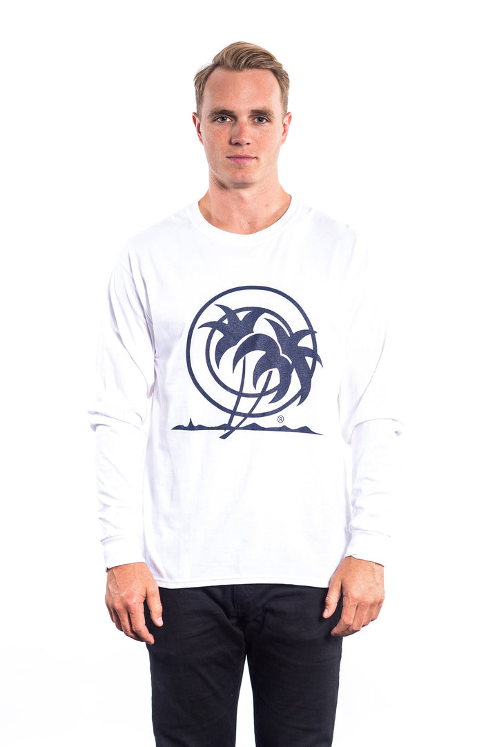 Classic Palm - White Hanes Long Sleeve Men&