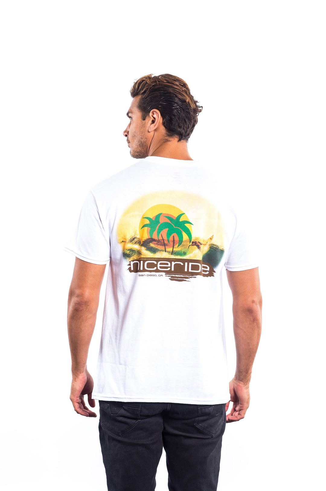 Man wearing Island - White Hanes Men&