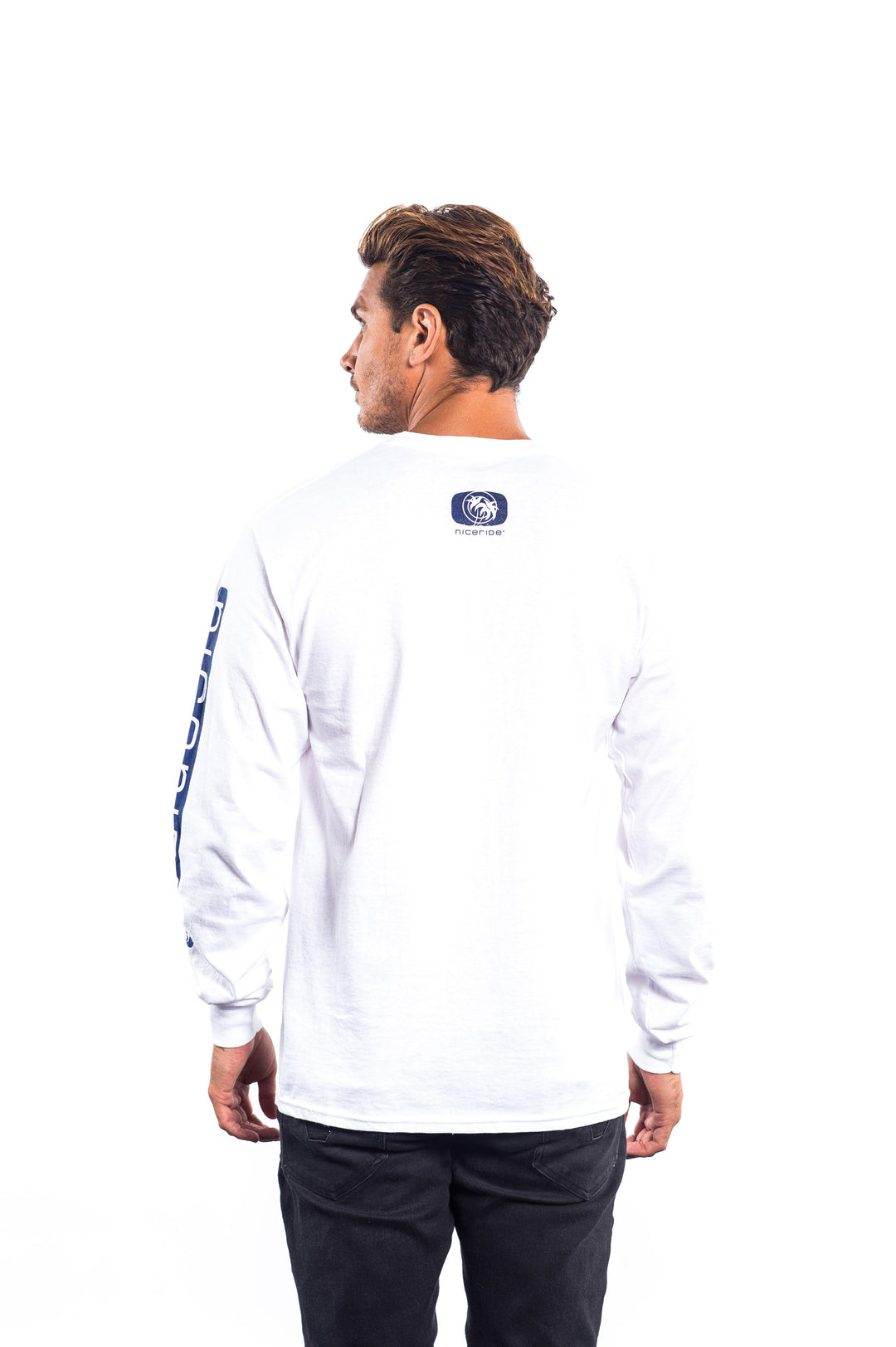 Man wearing a Boardwalk white Hanes pre-shrunk men&