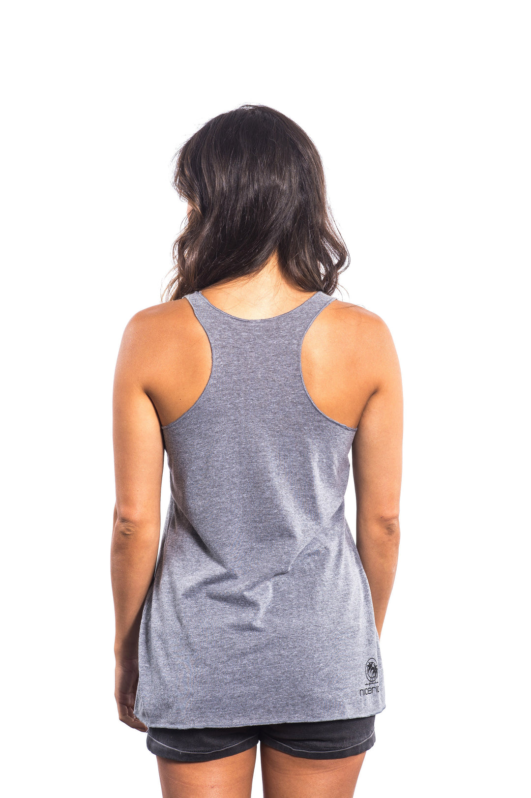 Back view of Valley Girl gray next level women&