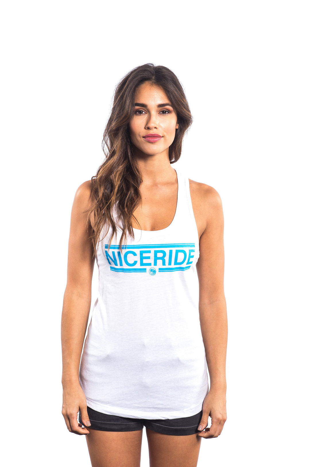 Woman wearing the Solana white Next level Women&