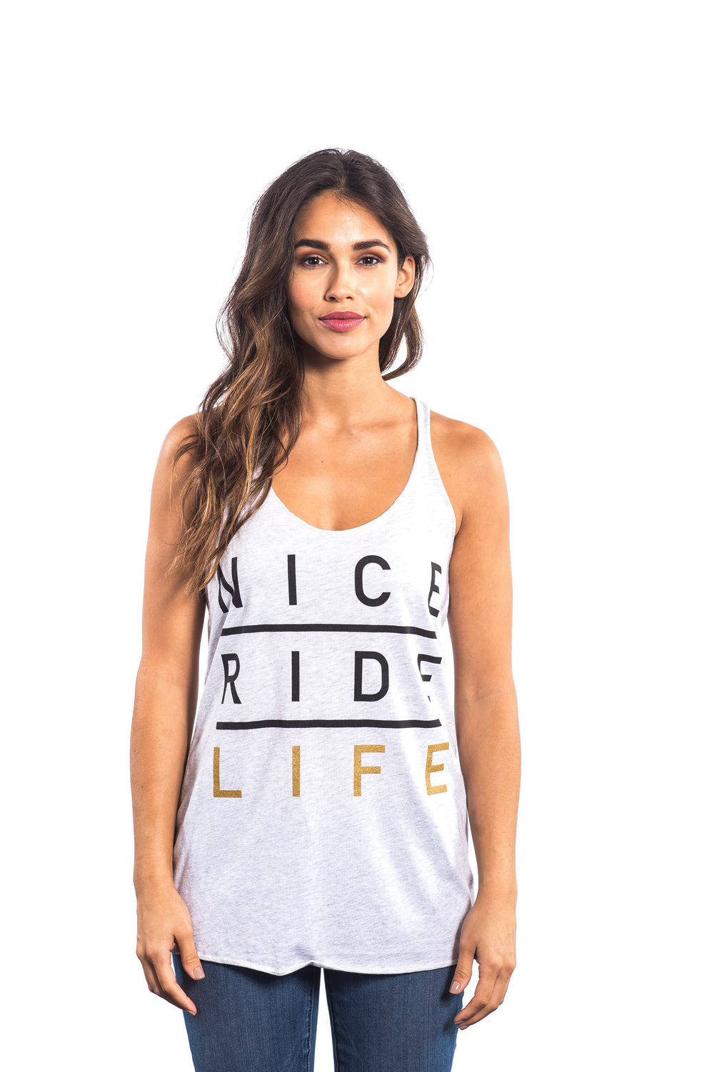 Women wearing the La Jolla tank top with NICERIDE design, showcasing soft vintage style and comfort.