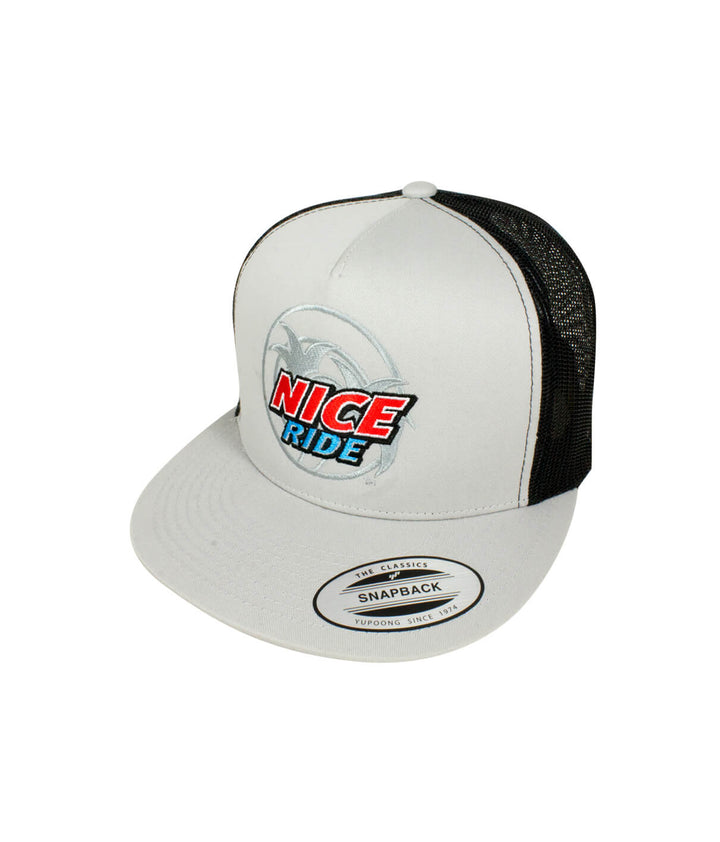 Choo Choo Trucker Hat featuring NICERIDE design embroidered on the front, a stylish hat for casual wear.