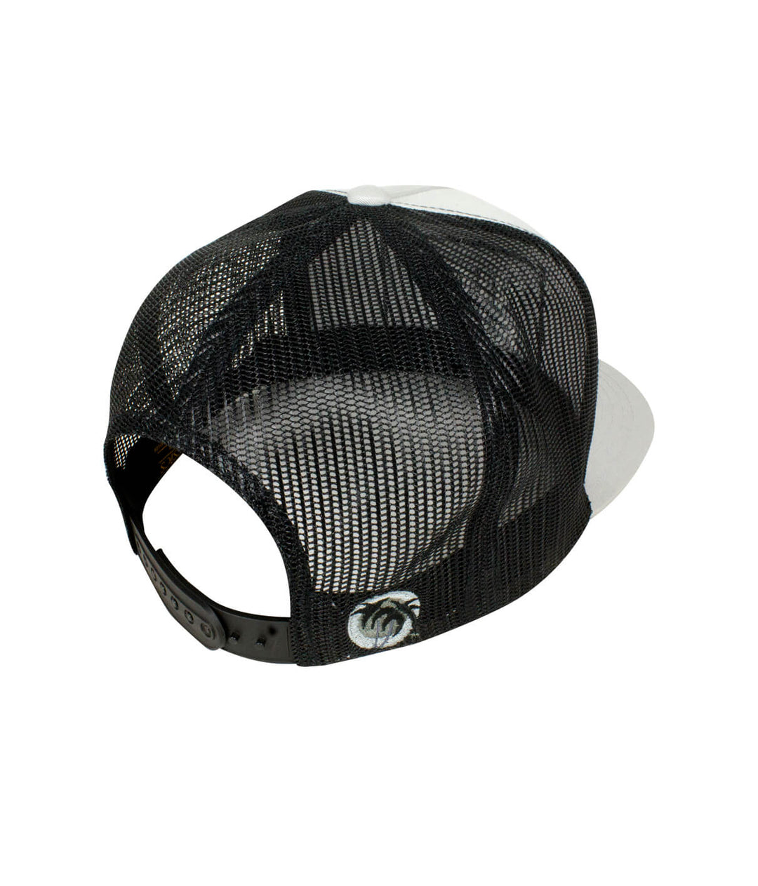 Back view of a black mesh and white &