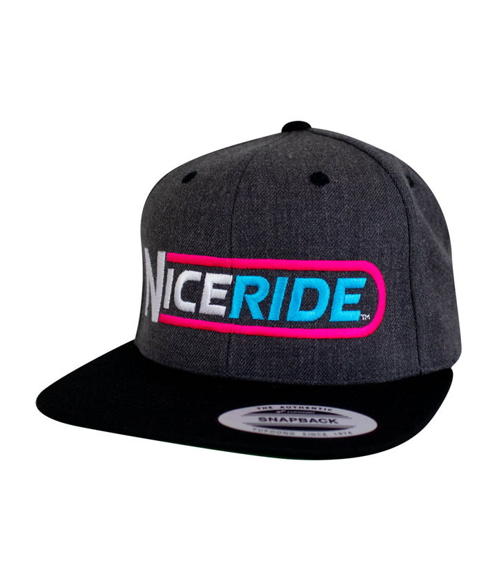 The Tube flatbill snapback hat by NICERIDE in gray with bold logo, perfect for streetwear style and all-day comfort.