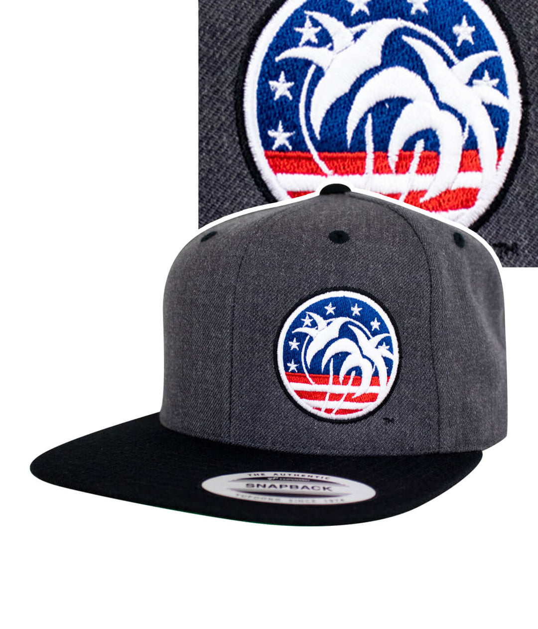NICERIDE Spirit of 76 grey flatbill snapback hat with embroidered patriotic logo