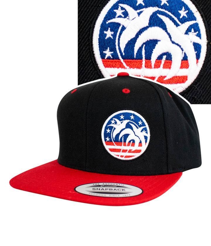 NICERIDE Spirit of 76 Flatbill Snapback Hat in black and red with embroidered logo.