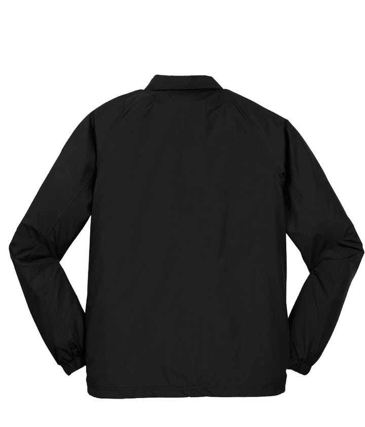 Back view of NICERIDE Patch windbreaker jacket in black, showcasing raglan sleeves and a classic collar.