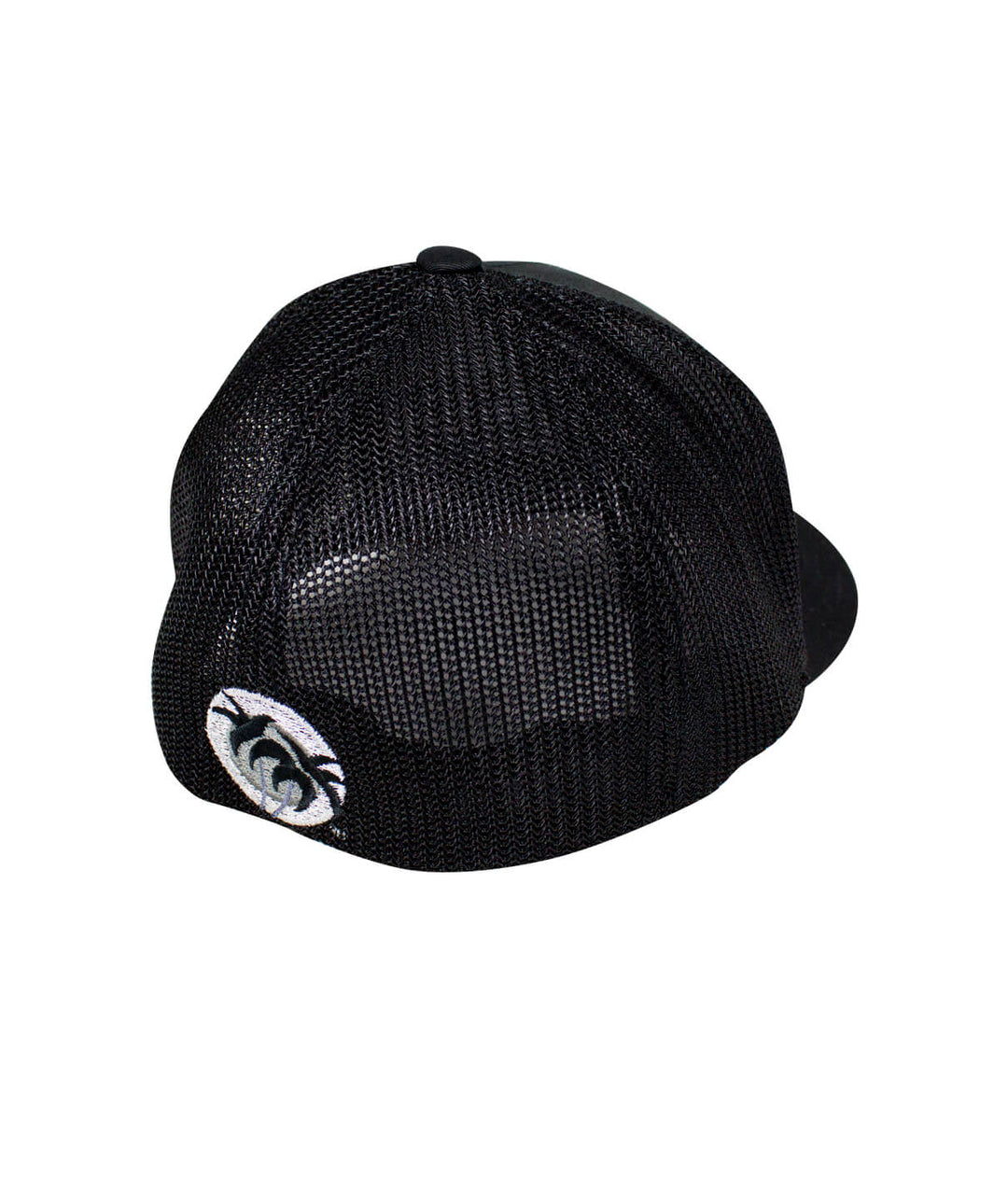 Back view of the Bold Tower black meshback Flexfit hat featuring NICERIDE logo.