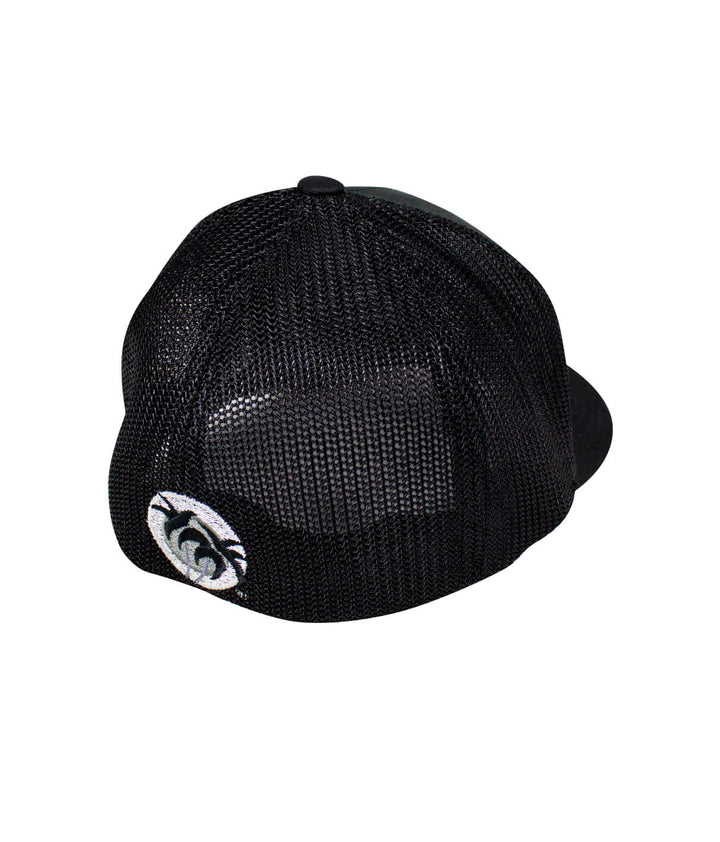 Back view of the Bold Tower black meshback Flexfit hat featuring NICERIDE logo.