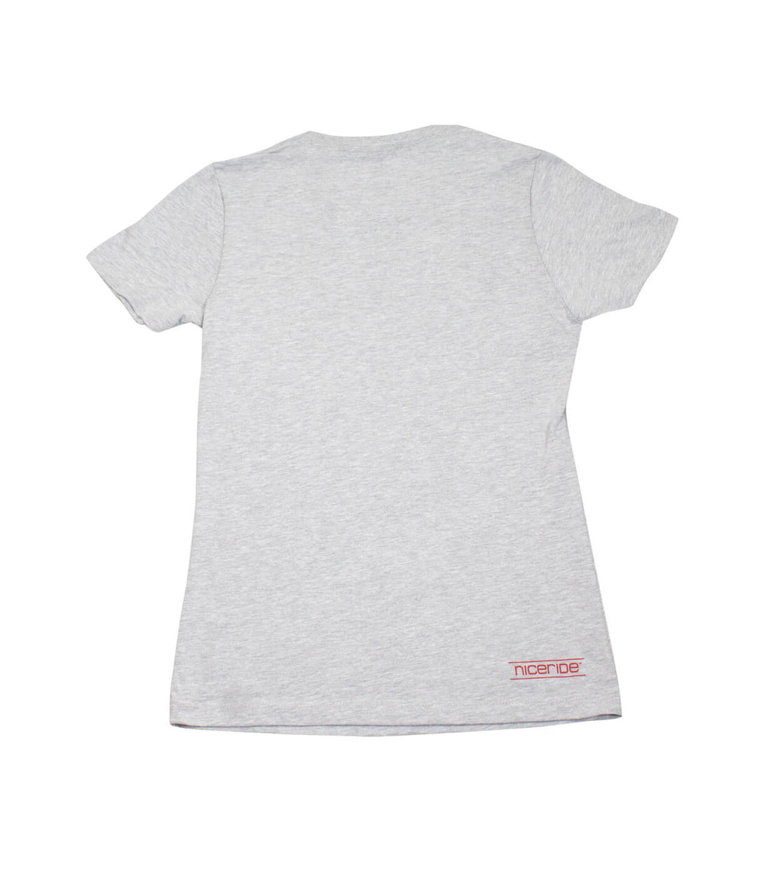 Back view of the grey shirt featuring NICERIDE&