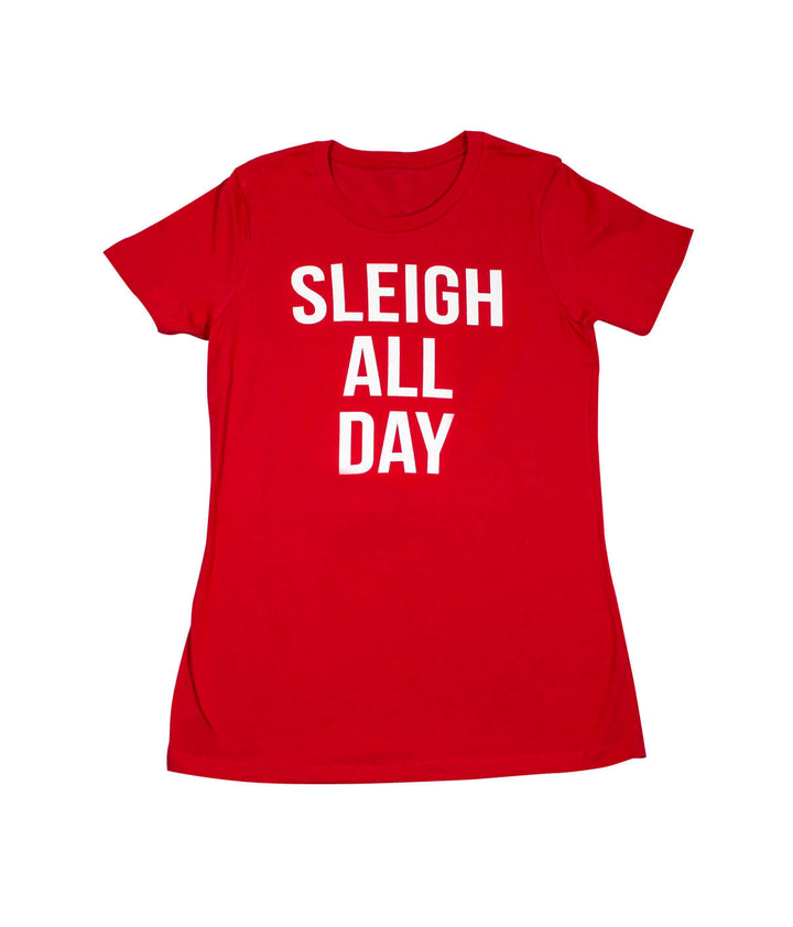 Red shirt featuring the phrase &