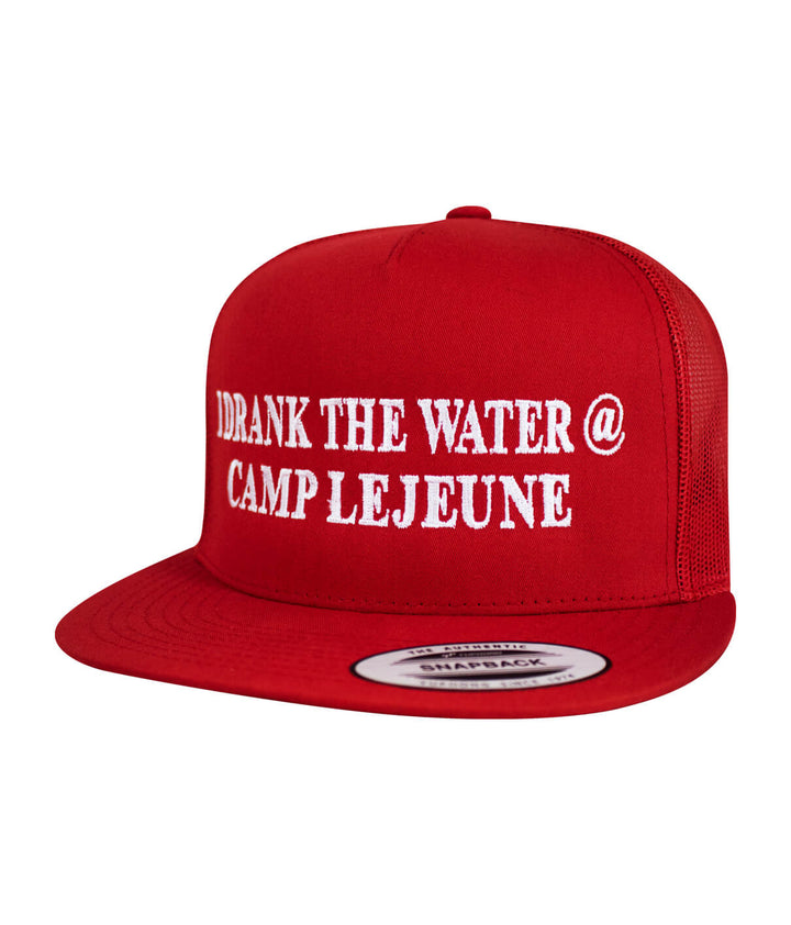 Red trucker hat with &