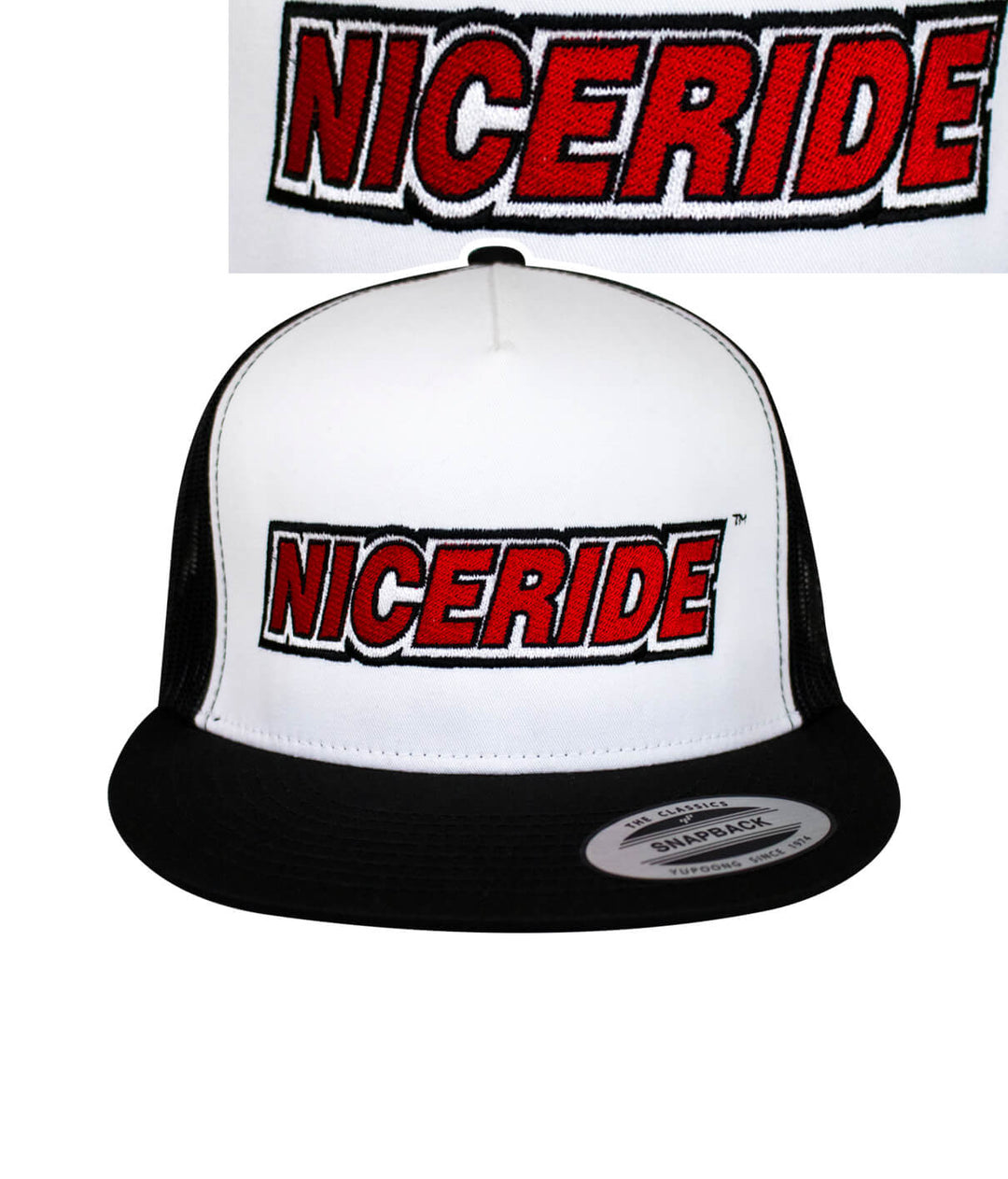 Slick trucker hat featuring NICERIDE&
