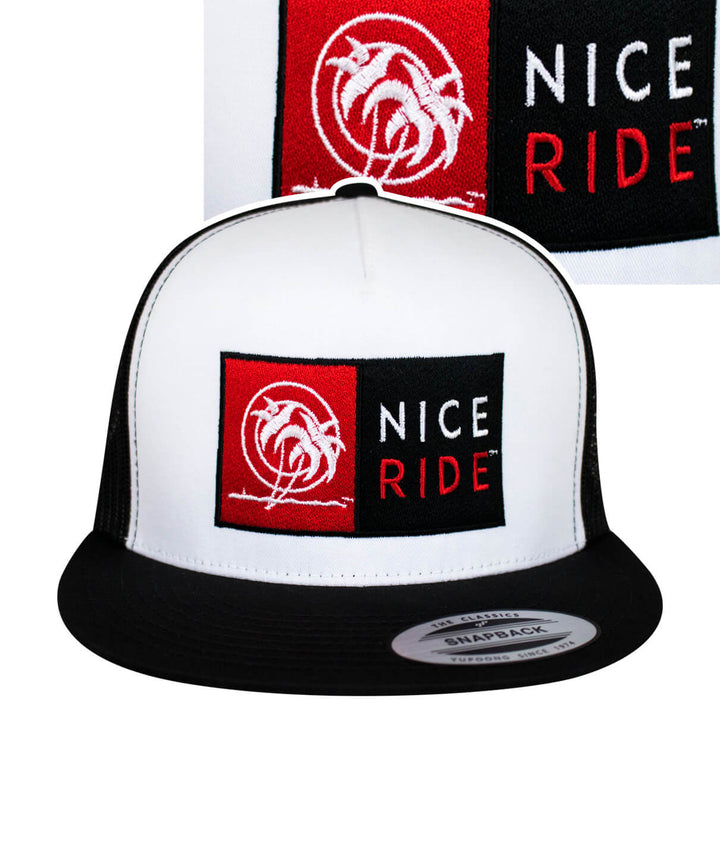 N-R Combo trucker hat with NICERIDE logo, classic snapback style, perfect for hat lovers.