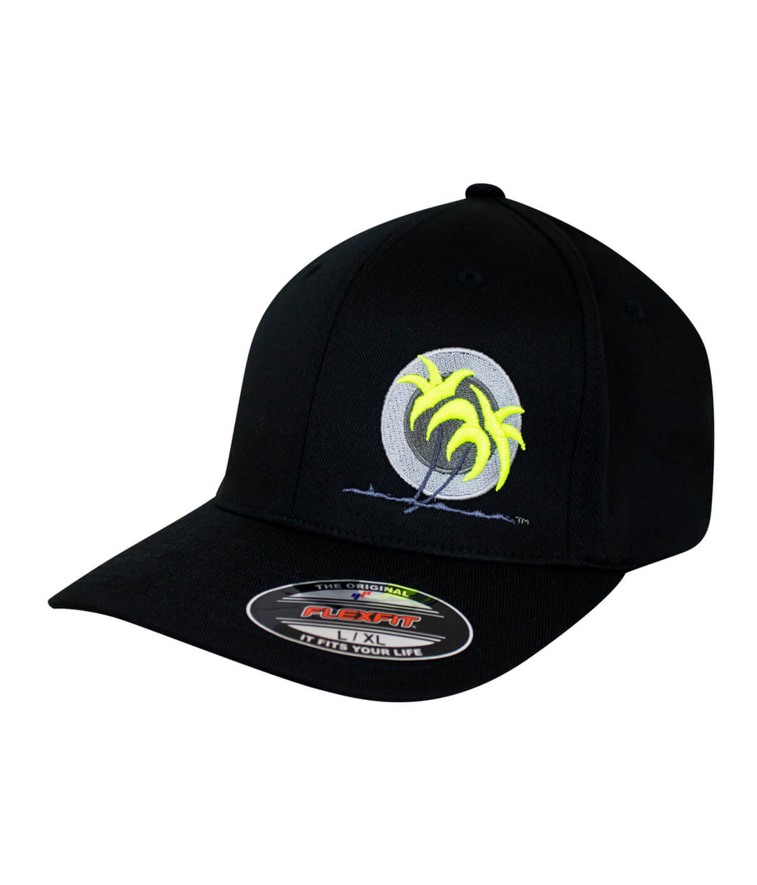 Blade Classic Flexfit Hat featuring NICERIDE palm logo in neon accents on a black background.