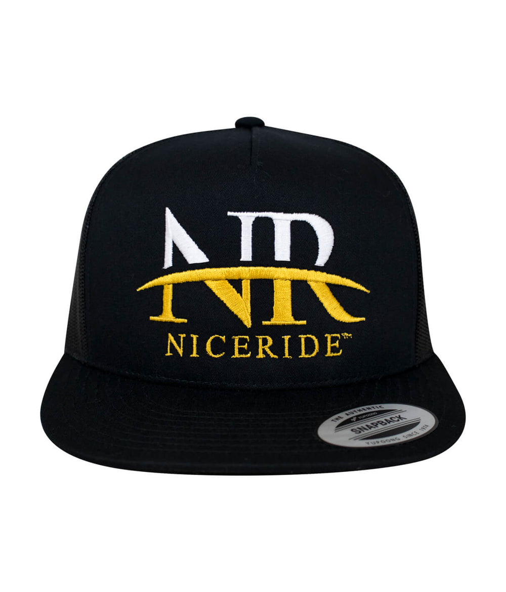 Viking trucker hat with NICERIDE design, classic snapback hat embroidered in the USA, stylish headwear for all occasions.