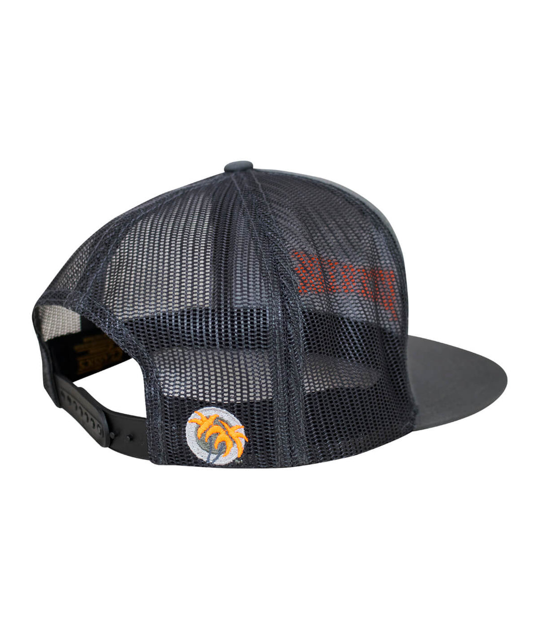 Back view of the charcoal trucker hat featuring NICERIDE&