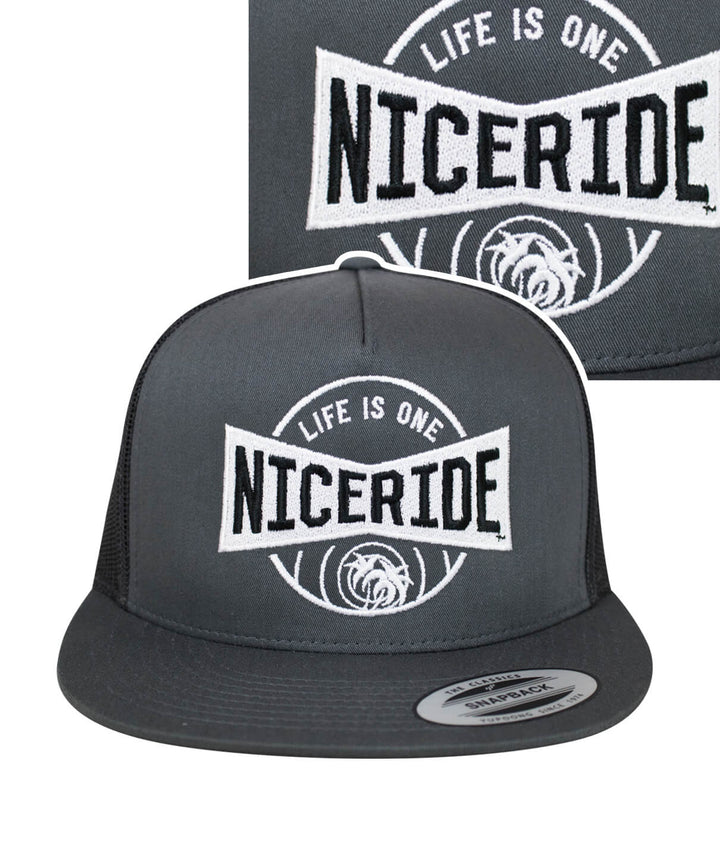 Charcoal Trucker Hat featuring NICERIDE&