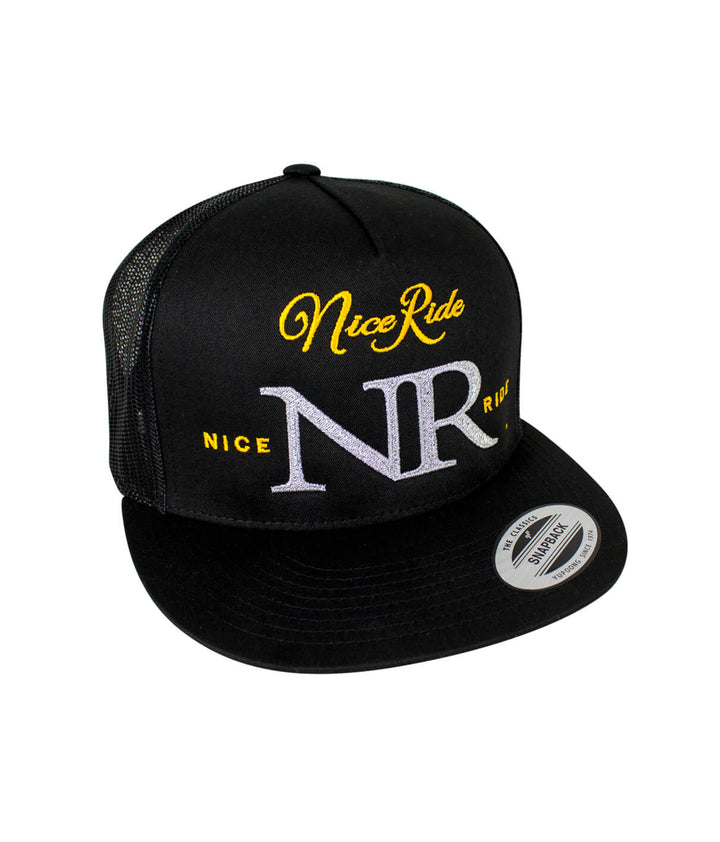 The Throne Trucker Hat, a stylish snapback hat with embroidered designs by NICERIDE.