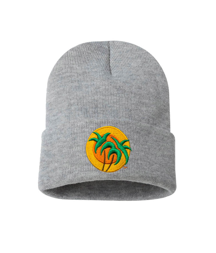 Classic Palm Cuff Beanie featuring a palm logo, cozy beanie perfect for casual wear.