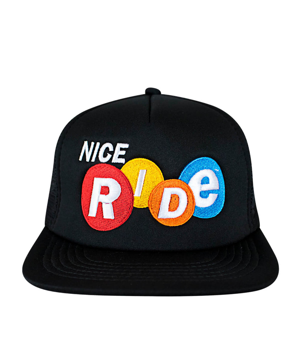 Nikki Foam Trucker unisex baseball cap featuring NICERIDE logo embroidered on the front panel, cap