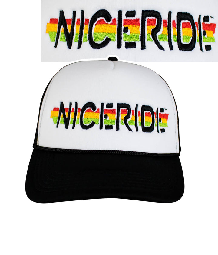 Lion Tamer Foam Trucker Cap with NICERIDE logo, stylish hat for everyday wear.