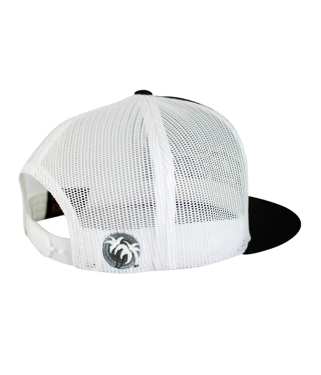 Gotcha Evening Glow Trucker Hat showing black front panel and white mesh back, perfect baseball cap for casual wear.