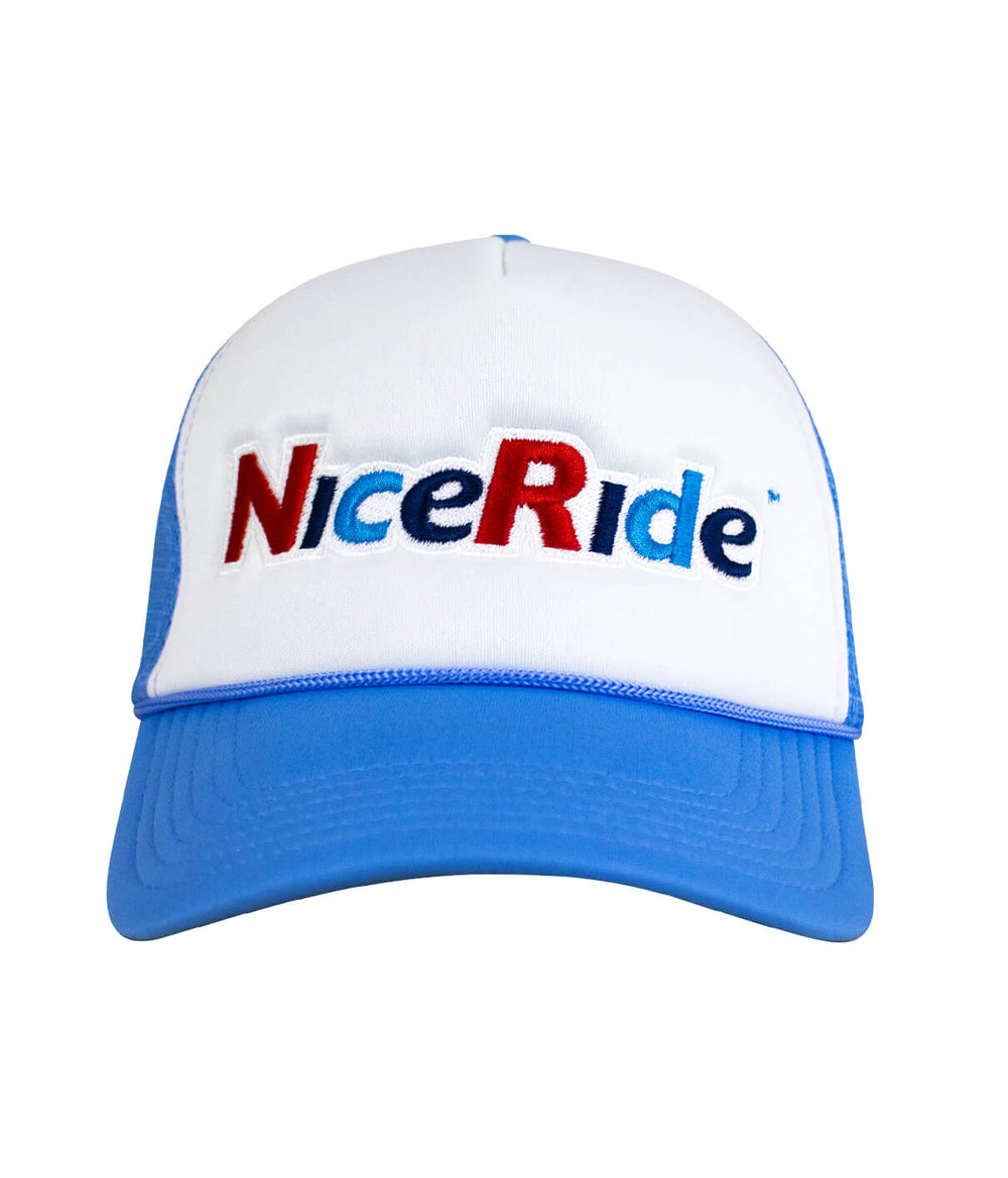 Smile Foam Trucker Hat featuring NICERIDE embroidered logo on the front.