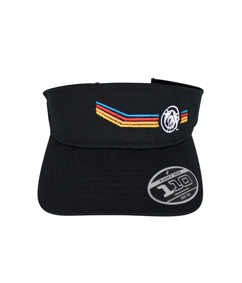 Black Aquarius visor hat with embroidered design and adjustable closure, perfect for outdoor activities.