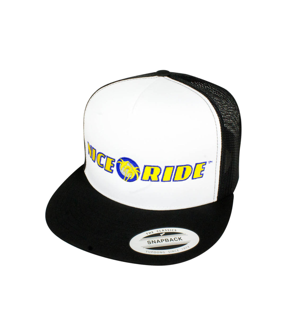 Classic snapback hat featuring NICERIDE logo in bold colors on front panel.