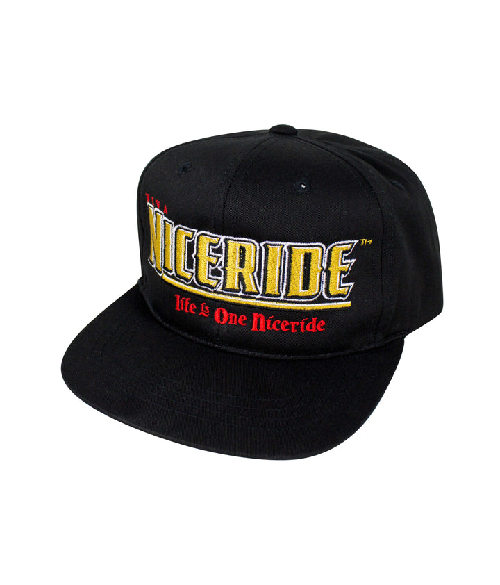 Classic Snapback Youth Hat featuring NICERIDE design and logo, perfect youth hat for style and comfort.